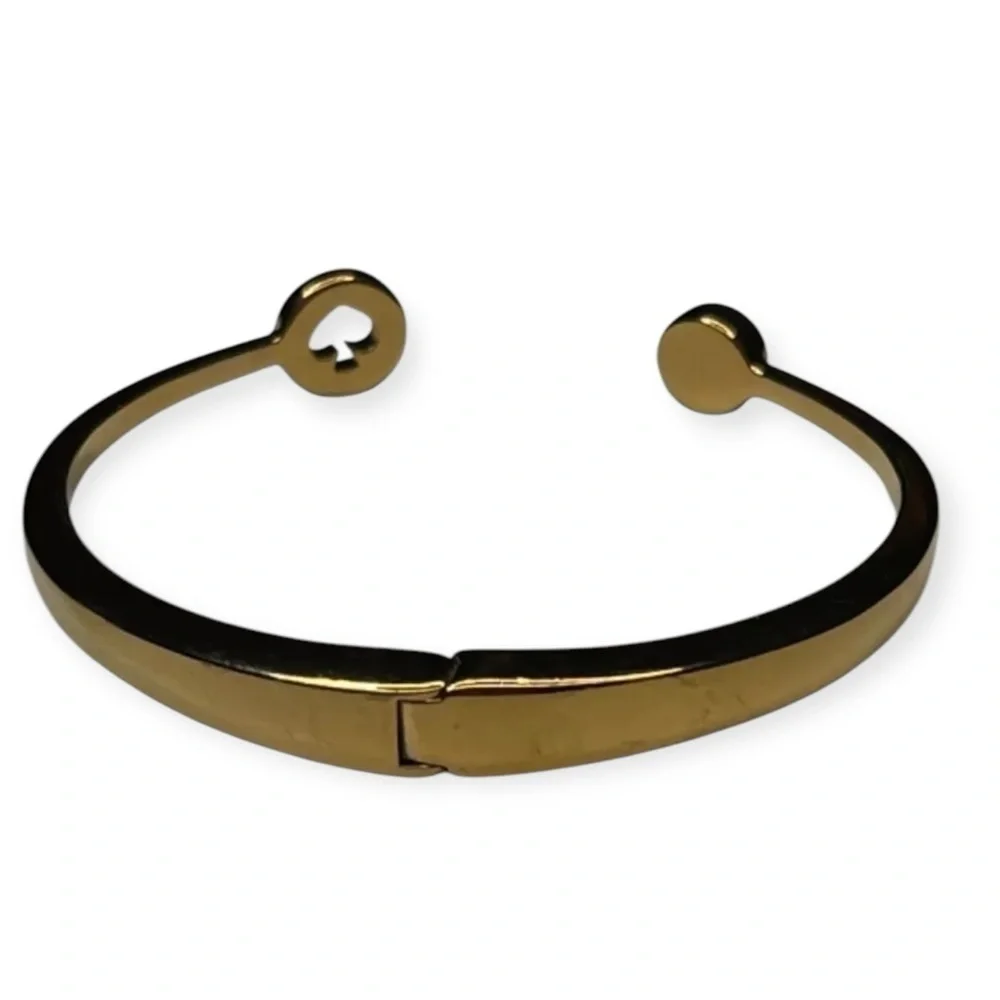 Kate Spade New York Spot the Spade Gold Open Hinge Bangle 0838 - Picture 2 of 2